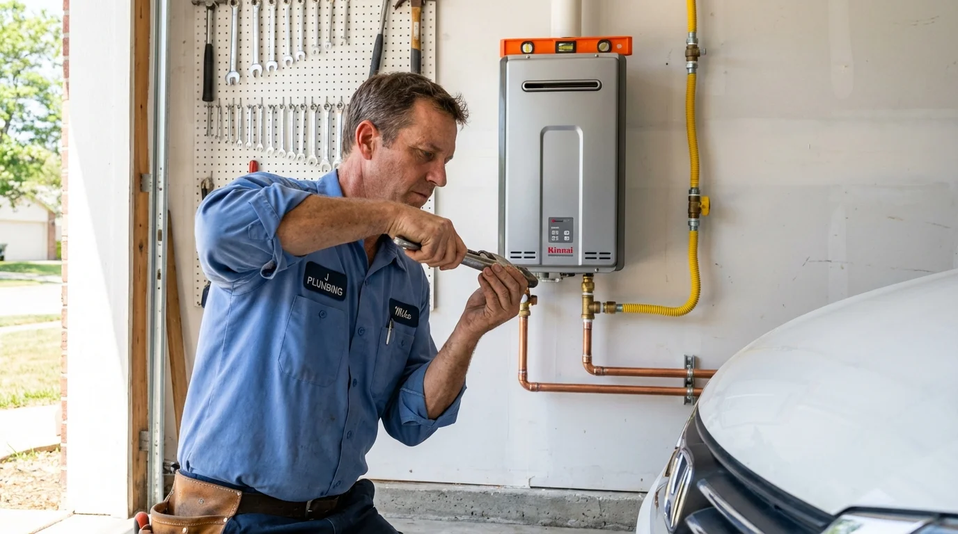 Tankless water heater installation by a Johns Plumbing LLC plumber in Delano